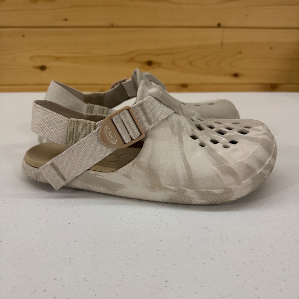 Chaco Chillos Clog Fossil Marble Tan Beige Women 7 Strap Slip-On Sandal